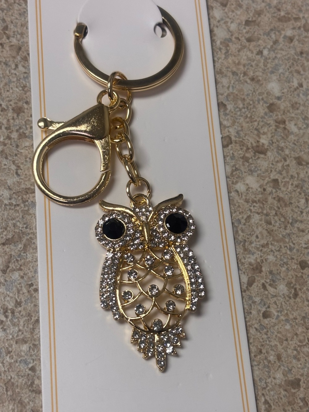 Sparkly Rhinestone Owl Keychain Bag Charm